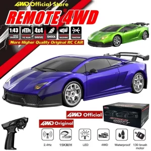 4WD Drift Racing RC Car 1/43 Mini Drifting 2.4G Remote Control High Speed Sports Vehicle Model Gift for Kids Adults RC Players