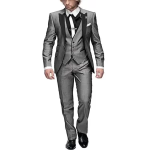 Men's trimmed gun lapel lapel suit three-piece suit fitted tuxedo for groomsmen three-piece groom suit Banquet