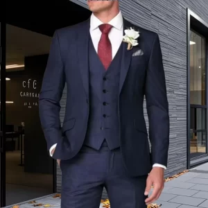 tuxedo suits for men solid color formal business suits 3 pieces Blazer Vest And Pants set stage costume Groomsmen