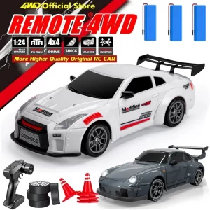 4WD RC Drift Car 20KM/H Remote Control High Speed RC Cars with LED Lights Extra Drifting Tires Vehicle Toy for Adults Boys Kids