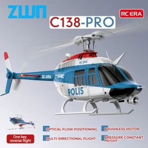 C138 PRO RC Helicopter 2.4G 6-Aixs Gyroscope 6CH Altitude Hold Optical Flow Brushless Remote Control Helicopter Toy VS Brush ERA