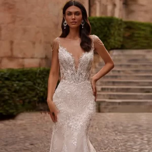 Customized 2025 Luxury Spaghetti Straps Mermaid Sleeveless Wedding Dress Scoop Neck Bead Sexy Party Backless Bridal Dresses